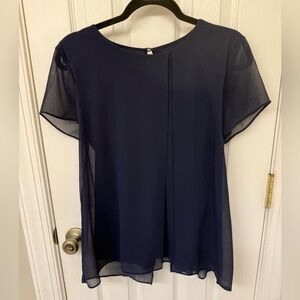 Ann Taylor Navy Sheer Blouse